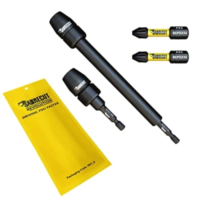 Image of 4 Piece SabreCut SCRK2 65mm and 152mm Professional Impact Bit Holders with 2 x 32mm Magnetic PZ2 Screwdriver Bits Compatible Dewalt, Milwaukee, Makita, Bosch Others