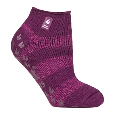 Image of HEAT HOLDERS Ladies Low Cut Ankle Slipper Socks with Non Slip Rubber Sole (4 7, Deep Fuchsia/Berry (Valencia))