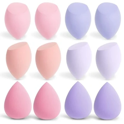 Image of AiQInu Pack of 12 Make Up Sponge, Foundation Beauty Blender, Makeup Sponge Set, for Liquid Powder, Puff Cosmetic Tool