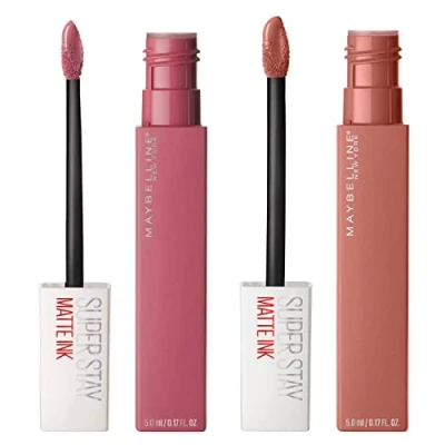 Image of Maybelline New York SuperStay Matte Ink Lip Tint Color 15 Lover + 65 Seductress 2 Lipsticks with Tip Applicator
