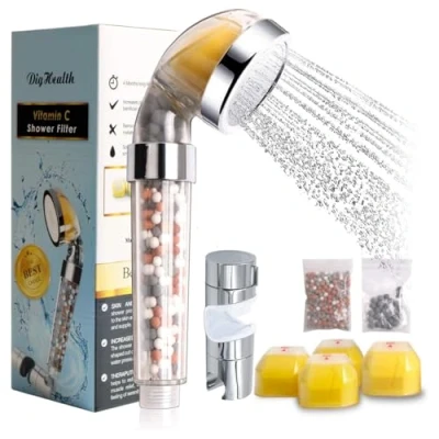 Image of DigHealth Ionic Shower Head with Vitamin C, Filter for Soften Hard Water, Increases Pressure While Saving Easy Installation, Remove Chlorine &amp; Flouride Calcium Dry Skin Hair