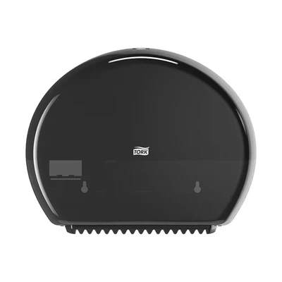 Image of Tork Mini Jumbo Toilet Roll Wall Mounted Dispenser Black T2, Enclosed, Elevation Range, 555008