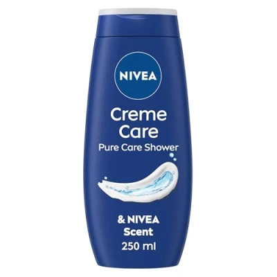 Image of NIVEA Crème Care Shower Cream (250 ml) Caring Body Enriched with Almond Oil, Moisturising Gel Wash Vitamin C, E