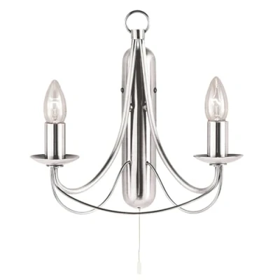 Image of Searchlight 6342 2SS Maypole 2 Light Wall in Satin Silver