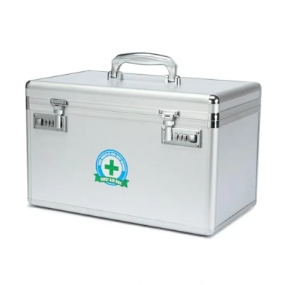 Image of Medication Lock Box with Combination, Lockable Medicine Storage Box, Empty First Aid Security Medical Organizer, Multipurpose Locking for Home and Outdoor (Silver, X Large)
