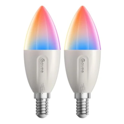 Image of Govee E14 Smart Bulb RGBWW, Light Bulb, Work with Matter, Alexa, Google Assistant, 450LM, 4.8W, DIY 16 Million Colors, 54 Scenes, 2 Pack