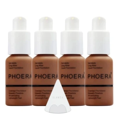 Image of Glamza Phoera Foundation Full Coverage Makeup Set 24hr Long Lasting Oil Control Soft Smooth Matte Flawless Concealer Cream Inc x4 30ml &amp; Silicone Blender Sponge (110 Truffle)