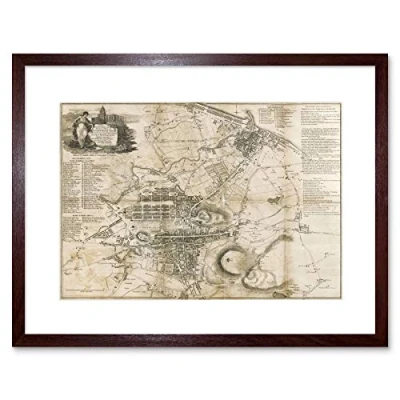 Image of Wee Blue Coo Strangers Guide Old Map Edinburgh Leith Framed Wall Art Print