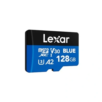 Image of Lexar Blue Micro SD Card 128GB, up to 160MB/s Read, microSDXC UHS I Card, Class 10, U3, V30, A2, Full HD &amp; 4K Video, High Speed Memory for Smartphones/Tablets/Action Cameras