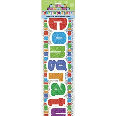 Image of Multicolor Congratulations Prism Banner (3.6 meters) 1 Piece Celebration Decorations for All Occasions