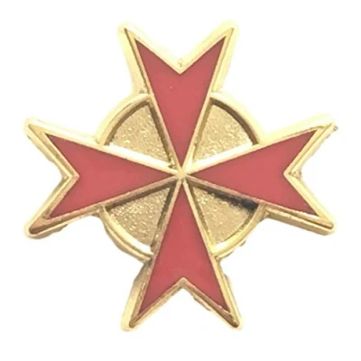 Image of Knights of Malta Masonic Freemason Red Enamel Lapel Pin Badge