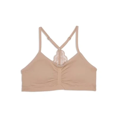 Image of Maidenform Girls&#039; Seamless Ruched Crop W/Lace Backcultivo Sin Costuras Con Espalda De Encaje. Training Bra, Nude, Medium