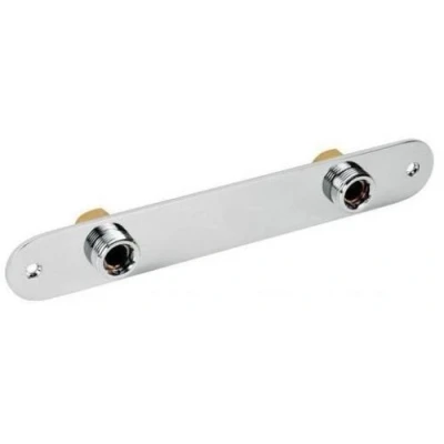 Image of Exposed Shower Fixing Bracket Plate Thermostatic Mixer Bar Valve Wall Kit Metal