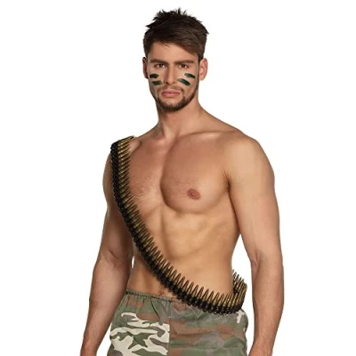 Image of Boland Adult Bullet Belt, 160cm Long, Army Fancy Dress Accessory, Military, Novelty, Up, Halloween, One Size (160cm)