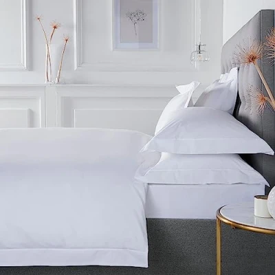 Image of Appletree Plain White Duvet Cover Double Bedding Size (200 x 200cm) Soft 100% Cotton 2 Pillowcases Hotel &amp; Style Luxury in