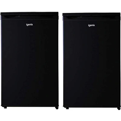 Image of Igenix Freestanding Under Counter Larder Fridge &amp; Freezer Set, Reversible Doors, 55 cm Wide, Black, 136 liters