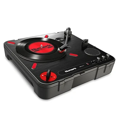 Image of Numark PT01 Scratch Portable DJ Turntable for Portablists with User Replaceable Switch, Built In Speaker, Power via Battery or AC Adapter, Three Speed RPM Selection and USB Connectivity