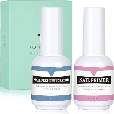 Image of TOMICCA Nail Dehydrator and Primer Set Professional Bond &amp;Nail Prep Dehydrate,Acid Free Superior Protein Bonding,Fast Air Dry For Gel Polish Acrylic Powder 0.5oz