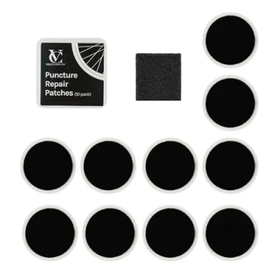 Image of VeloChampion Self Adhesive Bike Puncture Repair Kit Patches. Travel Size for Road and Mountain Tyres 10 pack, 40 pack or 6 Kit. (10 pack)
