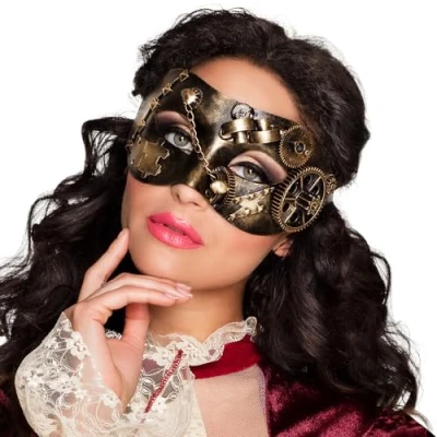 Image of Boland Steampunk Eye Mask Masquerade Venetian Halloween Fancy Dress Accessory Bronze Effect One Size (Bronze)