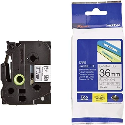 Image of BROTHER Labelling Tape, Black on Matt Silver, 36 mm