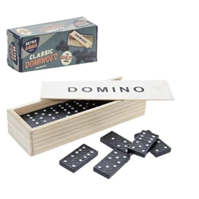 Image of retrogames LP62000 Retro Games Dominoes 1 set 16x6x3 cm Accessory, Black