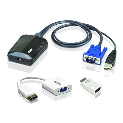 Image of ATEN Laptop USB KVM Console Crash Cart Adapter CV211CP, 1920 x 1200 @60Hz, bi directional, instant BIOS level access, plug and play for datacenters, servers, computers, kiosks, ATM, UK, 1 Leader