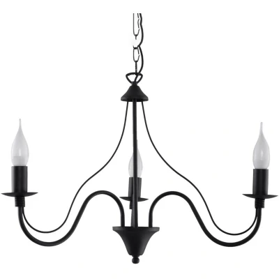 Image of Minerwa 3 Light Multi Arm Chandelier Black, E14