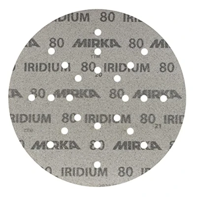 Image of Mirka Iridium Sandpaper Ø 225mm Hook &amp; loop, Grit 80 / 25 pcs For drywall sanders, wall and ceiling sanders Sanding of paint, putty, primer, wood, steel, mineral materials, plastic, glass fibre
