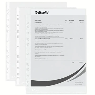 Image of Esselte E : Pocket Eco A4 PP 43 Mic 100 pcs Transparent