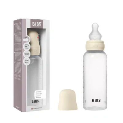 Image of BIBS Baby Bottle 270 ml Silicone Nipple Anti Colic, BPA Free, Round Nipple, Medium Flow, Lightweight &amp; Easy to Clean, Suitable for Newborns 0+ Years Ivory
