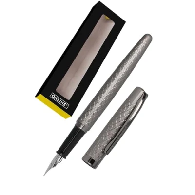 Image of Online Eleganza Fountain Pen Diamond I Titan Nib Size M Metal Clip Includes Ink Cartridge for Standard Cartridges Or Converter In Gift Box