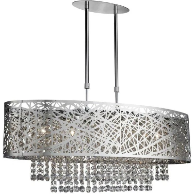 Image of 5 Light Adjustable Ceiling Pendant Bar Chrome with Crystals, G9
