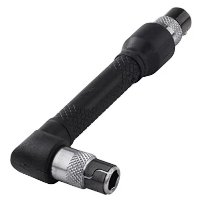 Image of wolfcraft Angled Hand Screwdriver with 2 Bit Sockets I 1573000 for Working in Hard to Reach Places and Tight Spaces