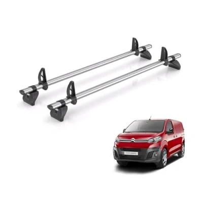 Image of Rhino Roof Rack for Citroen Dispatch 2016+ [Only Fits M and XL Wheelbase Models] 2 Bars + Loadstops JC2FL/KLS2