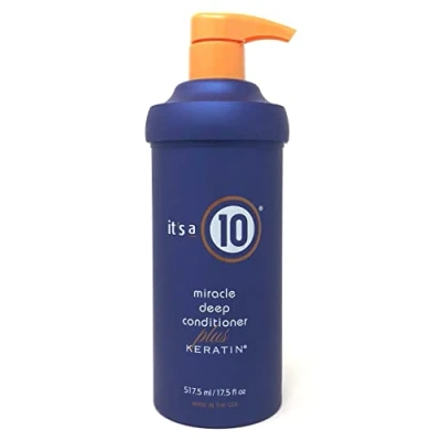 Image of It&#039;s a 10 Haircare Miracle Deep Conditioner Plus Keratin Hair Mask, Smoothing and Moisturising for Dry, Damaged Hair, Colour Safe, Natural Ingredients, 518ml