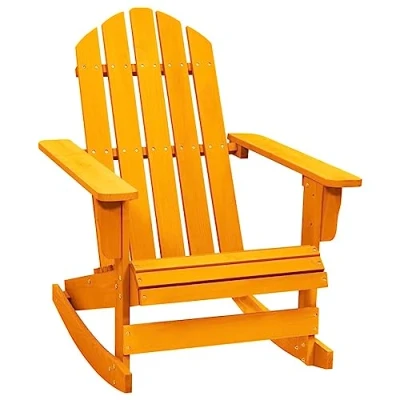 Image of vidaXL Solid Fir Wood Adirondack Rocking Chair in Orange, Ergonomic Outdoor Garden/Patio Furniture, Weather Resistant, Easy Maintenance, Assembly Required, 110 kg Load Capacity