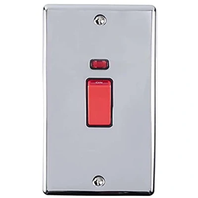 Image of Enhance Decorative Vertical 45A Switch With Neon Polished Chrome Finish Black Trim