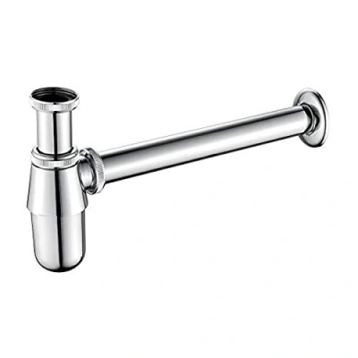 Image of Ibergrif M20505 Bottle Trap 1 1/4, P Trap, Bathroom Sink Tap Waste Pipe Round Chrome Adjustable Height &amp; Outlet, with 210mm Extension Tube, Brass