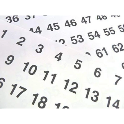 Image of Clear 25mm Round Consecutive, Sequential Number Sequence Labels, Numbering Stickers, from 1 70