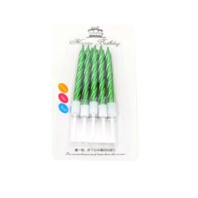 Image of SHATCHI 10pcs Spiral Candles for Birthday Wedding Anniversary Dinner Party Cake Topper Table Decorations, Green