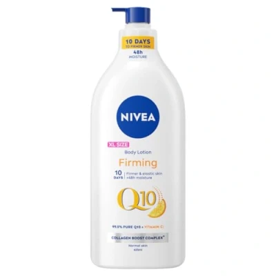 Image of NIVEA Q10 Firming Body Lotion + Vitamin C (625ml), with Collagen Booster Complex, 48H Moisturiser, for Normal Skin