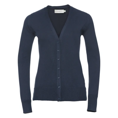 Image of Russell Athletic Collection Ladies/Womens V neck Knitted Cardigan (French Navy) Navy/Blue Size 4XL