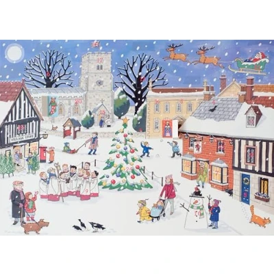 Image of Alison Gardiner Christmas in the Village Large A3 Traditional Festive Advent Calendar Made UK