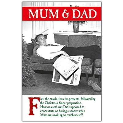 Image of Mum and Dad Christmas Card, Funny Card Dad, Xmas for Them Funny, Cards