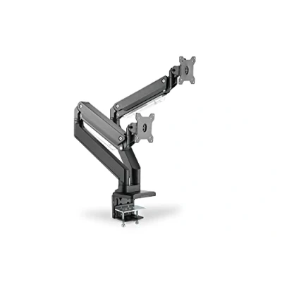 Image of DIGITUS Monitor Mount Clamp &amp; Gas Lift 2 Screens Up to 35 Inches x 15 kg VESA 75 100 Black