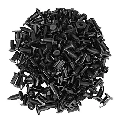 Image of Keenso 100Pcs Plastic Push Pin Fasteners, Black, for Car Fender, Bumper, Door, Side Skirt, 1.5 Diameter, 8mm Fit Hole, 22mm Stem Length, 100g Net Weight