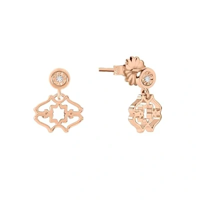 Image of Radley Ladies Diamond Street 18ct Rose Gold Plated Sterling Silver Heirloom With Centre Stud Earrings RYJ1366