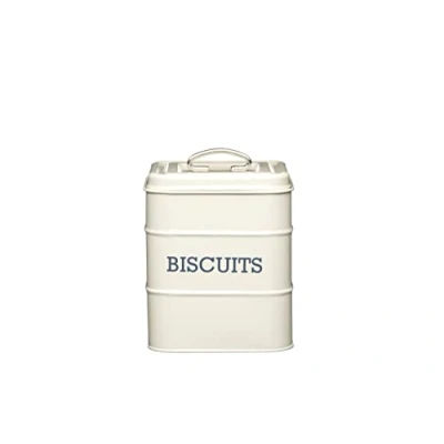 Image of KitchenCraft Living Nostalgia Metal Biscuit Tin, Airtight, 14.5 x 19cm, Antique Cream
