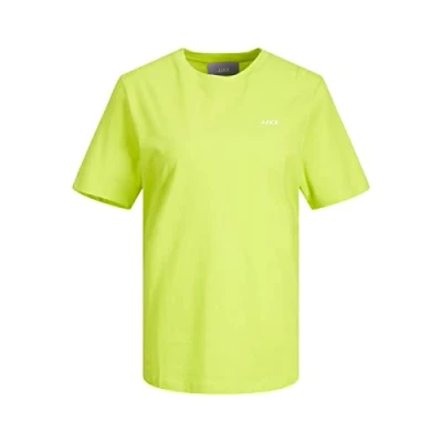 Image of JJXX Women&#039;s Jxanna Ss Reg Every Small Tee Noos T Shirt, Lime Punch/Print: Cream Logo, M